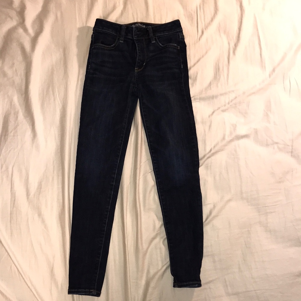 Dark Wash Hi-Rise AEO Jeggings Size 0 Short